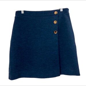 LOFT NAVY BLUE WOVEN FAUX WRAP MINI SKIRT SIZE 6